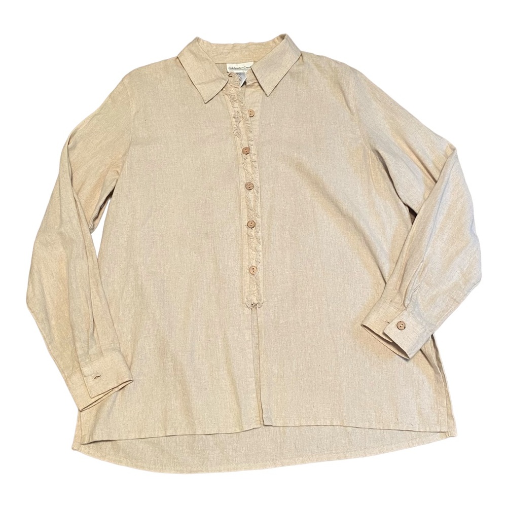 Coldwater Creek Linen Blend Button Down Shirt